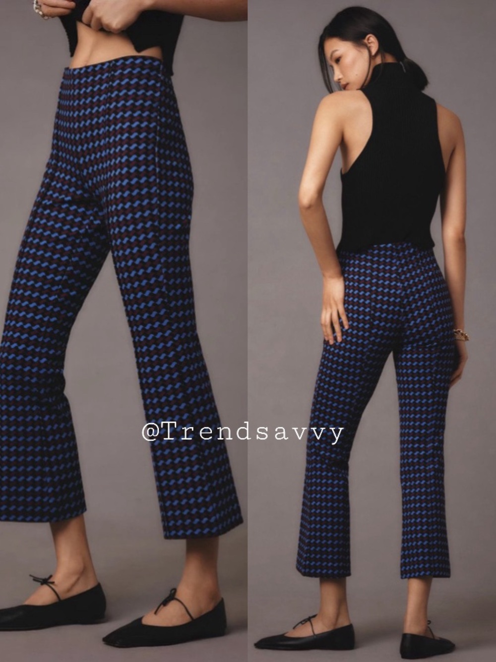 Anthropologie Maeve Margot Kick Flare Cropped Pants Blue Size XL High Rise NWT